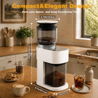 Electric Conical Burr Coffee Bean Grinder,with adjustable 52 settings,White - Image 7