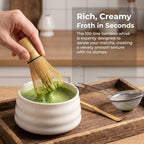 1 Set Matcha Bamboo Whisk and Ceramic Bowl, Japanese Tea Kit - Image 3