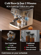 Espresso Machine with Grinder& Milk Frother | Instant Espresso-to-Cold Brew – Dual Pump | Auto Tamping & 58mm | 20Bar | PID | 35 Settings | 3-Hole Steam Wands | For Home & Café - Image 4