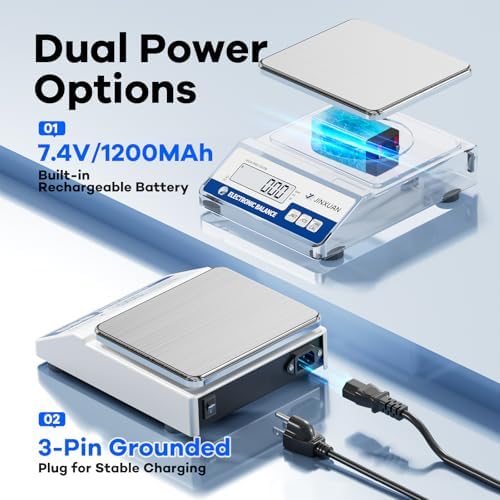 Lab Scale 5000 X 0.01g High Precision Digital Scale Grams Scale with 500g Weight & RS232 Lab Analytical Balances Laboratory Scale Jewelry Weight Scale for Gold Silver LCD Display 7units - Image 4