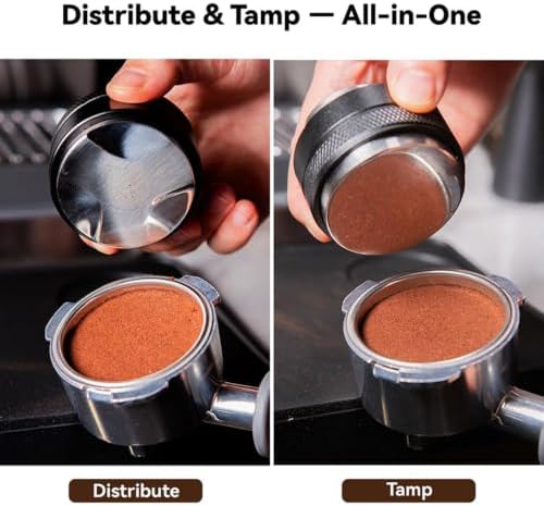 53/54mm Espresso Accessories Kit, 2-in-1 Distributor & Tamper, WDT Tool with 12 Needles, Magnetic Dosing Ring, Funnel & Puck Screen - Image 2