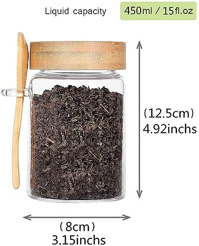 Glass Jar with Screw Lid and Spoon, 6 Pack16 OZ Tea Containers for Loose Leaf Tea, Salt and Sugar Containers for Countertop, Yogurt Jars for Overnight Oatmeal - Image 2