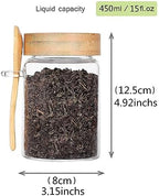 Glass Jar with Screw Lid and Spoon, 6 Pack16 OZ Tea Containers for Loose Leaf Tea, Salt and Sugar Containers for Countertop, Yogurt Jars for Overnight Oatmeal - Image 2