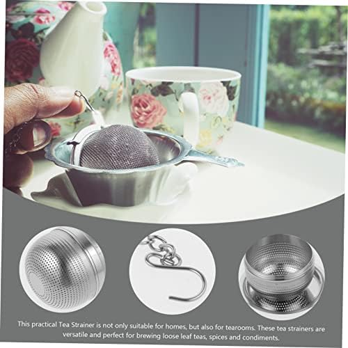 PRETYZOOM 5pcs Stainless Steel Loose Leaf Tea Infuser Food-grade Tea Strainer with Base for Brewing Spices Condiments for Home - Image 7