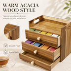 Acacia Wood Tea Bag Organizer, 3-Tier Tea Organizers with 14 Compartments - Image 5