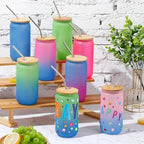 Plastic Mason Jar Cups with Lids and Straws, 16 oz, Colorful, 8 Pcs - Image 4