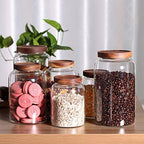 Large Glass Jar with Airtight Lid Set of 2 93 FL OZ(2750ml) glass canister set, Glass Food Containers Wooden Lid Suit for Kitchen Pantry for Flour, Tea, Coffee Beans, Sugar, Cookies(8.8 inch high) - Image 6