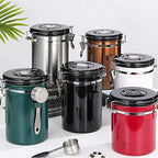Coffee Bean Container 1500ml Stainless Steel Coffee Bean Sealed Tank Grains Storage Canister Jar Food Container Kitchen Accessories for Beans, Grounds, Tea, Sugar(Gold) - Image 3