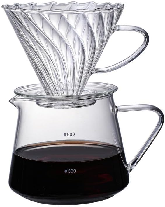 Pour Over Coffee Maker Set, 600ML Glass Carafe Coffee Server with Dripper by AXUYU