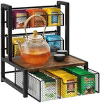 Homode Tea Bag Organizer, 3 Tier Tea Storage Box, Rustic Brown by Homode