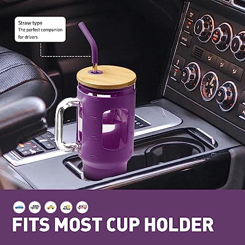WINSA 40 oz Glass Tumbler with Straw and Lid & 50 oz Glass Water Bottles with Silicone Sleeve Bundle - Image 5