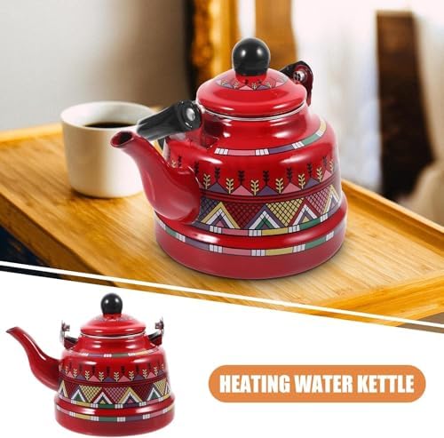 Enamel on Steel Whistling Tea Kettle, Kitchen Stovetop Teakettle for Brewing Tea and Coffee, VintageTea Pot for Living Room Decorations Domestic (White 2.5l) - Image 5