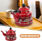 Enamel on Steel Whistling Tea Kettle, Kitchen Stovetop Teakettle for Brewing Tea and Coffee, VintageTea Pot for Living Room Decorations Domestic (White 2.5l) - Image 5