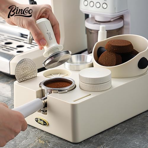 Bincoo Espresso Coffee Organizer Box-8 in 1 Espresso Coffee Tamper Station for Storage 51/54/58MM Espresso Tamper,Distributor,Portafilter,Puck Screen and 4.5inch Knock Box(White) - Image 5