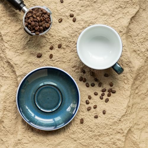 Loveramics Coffee Cup Ceramic, 10 oz Latte Art Cup with Saucer for Cappuccino, Tea, Espresso, Thick - walled stoneware Cappuccino mug Set for Cafe and Barista - Potters Colours (Night Sky, 10OZ) - Image 6