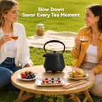 Cast Iron Teapot 34 oz (1000 ml) with Infuser, Water Wave Design, Black - Image 4