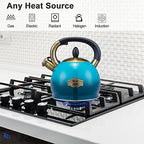 Whistling Tea Kettle Stove Top Teapot, Stainless Steel Teakettle (2.8 QUART, Blue) - Image 2