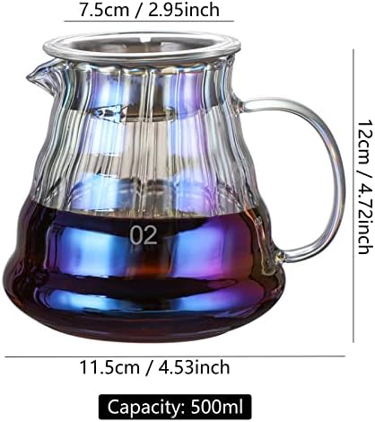 MISETTO Pour Over Coffee Dripper Set - Stainless Steel Paperless Filter and Iridescent Glass Server - Heat Resistant Pot 500ml (17oz) - Complete Single Cup Combination - Image 6