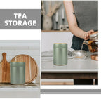 OUNONA Pack of 2 Tea Tin Cans, Tea Storage Space, Tea Containers with Lids, Tea Canisters for Loose Tea, Airtight Tea Leaf Storage, Loose Storage of Tea, Tinplate, Green - Image 7