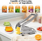 French Fry Cutter, Dishwasher Safe Potato Slicer with 1/2" & 3/8" Blades, Non-Slip Suction Base, Stainless Steel Manual French Fries Cutter for Potato, Carrot, Cucumber and Homemade Fries - Image 5