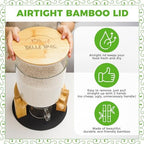 Glass Rice Dispenser 10 lbs, with Airtight Lid & Labels & Slider mat. Make your glass rice container Glass AND Bamboo rice container! Best 5L capacity grain dispenser and rice holder - Image 2