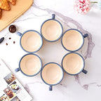 Coffeezone Set of 6 Cups Vintage Design 12 oz Professional Barista Ceramic Latte Art Cappuccino Cups Set (Beige * 6) - Image 3