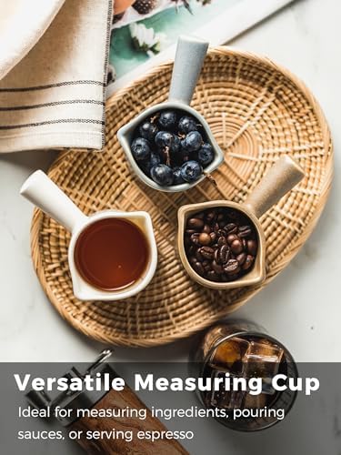 YHOSSEUN YHOJOY Double Spouts Measuring Cups, Ceramic Espresso Cup with Handle, Measuring Espresso Shot Milk Cup 3 Oz - Image 5
