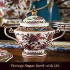 ACMLIFE Tea Set for Adults, Bone China Tea Set with Cups, Tea Cup Set Vintage Floral Porcelain Tea Set for 6, Vintage Floral Tea Cup Set With Teapot, Tea Party Sets for Women Gift，Gift Box (Pink) - Image 4