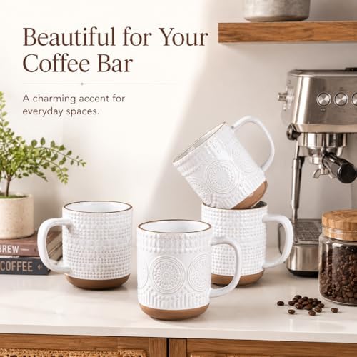 GBhome Large Coffee Mugs Set of 4, 16oz Handmade Stoneware Coffee Mugs Set with Large Handle for Cappuccino/Latte/Tea/Hot Cocoa, Dishwasher & Microwave Safe, Off White - Image 7