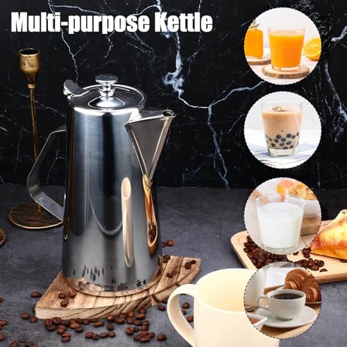 Honeydak 3 Pcs Stainless Steel Pitcher with Lid 2 Liter Stainless Steel Kettle Metal Cold Water Pitcher Large Capacity Tea Kettle Jug Beverage Dispenser with Handle for Home Restaurant Office (Sliver) - Image 6
