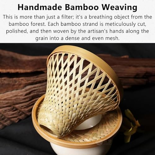 Handmade Bamboo Coffee Filter Set, Friendly Pour Over Coffee Dripper for Slow Living, with Fixed Tray, Reusable Bamboo Coffee Strainer for Home Brewing - Image 2