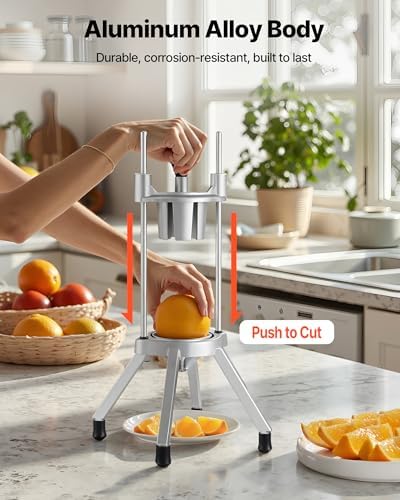 VEVOR 4-Section Commercial Easy Wedger Stainless Steel Blade Fruit Lime Slicer, Lemon Cutter for Home Bar Restaurant - Image 2