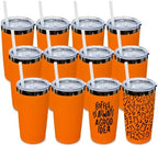 20 oz Tumbler Bulk Stainless Steel Tumblers with Lids and Straws Orange by MetalyaTumblers