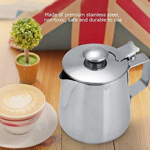 Espresso Steaming Pitchers, Stainless Steel Milk Frothing Pitcher with Lid for Steaming and Frothing Milk for Coffee, Latte, Cappuccino 20oz Capacity - Image 3