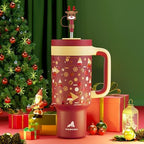 POWCAN 40 oz Christmas Tumbler with Handle, 2-in-1 Straw Lid, Leakproof, Dishwasher Safe, Insulated Stainless Steel Coffee Mug, Keeps Cold for 34 Hours, Fits in Car Cupholder (Holiday Cheers) - Image 6