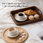 DOWAN 4 Ounce Stackable Espresso Cups, Porcelain Espresso Cups with Saucers Set of 4, White Espresso and Tea Cups for Home, Office and Cafe Use - Image 4