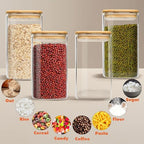 Glass Storage Containers with Airtight Bamboo Lids Set of 3,Pantry Food Glass Jar with Lid,Perfect for Kitchen Organization-Flour,Rice,Pasta,Sugar,Coffee Beans,Accessories Included (3 packs(68oz)) - Image 3