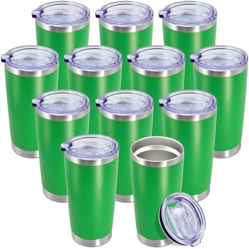 20oz Tumbler Insulated Coffee Tumblers with Lid Stainless Steel Green 12P by AEPDTD