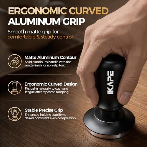 IKAPE 39.25mm Espresso Tamper, Black Premium Barista Coffee Tamper with Calibrated Spring Loaded, 100% Flat Stainless Steel Base Tamper for Espresso Machine - Image 4