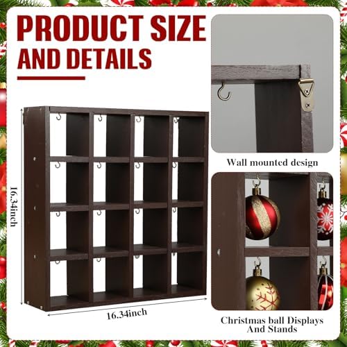 Cinnvoice Christmas Ornament Displays Rack, Brown, 16 Compartment - Image 6