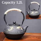 Tea Kettle,Cast Iron Teapot in Japanese Style,Tetsubin Tea Kettle with Stainless Steel Infuser,Die Casting Pattern Stove Safe Kettles,Traditional Iron Teapots,1.2L(Color:O) (Size : F) - Image 2