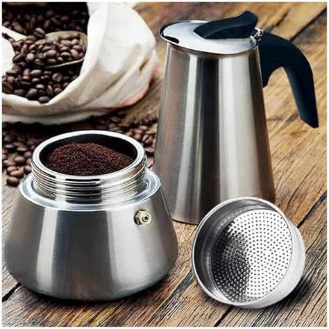Stainless Steel Moka Pot 100-600ml Stovetop Espresso Maker Barista - Image 7