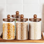 Gerrii 4 Pcs 32 oz Glass Jars with Acacia Wood Lids, Airtight Canisters - Image 5