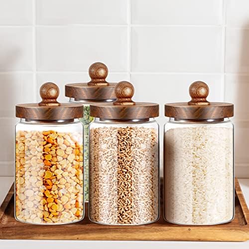 Gerrii 4 Pcs 32 oz Glass Jars with Acacia Wood Lids, Airtight Canisters - Image 5