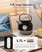 Amaste Retro Electric Kettle with Thermometer, 57 Oz Capacity, Black - Image 3