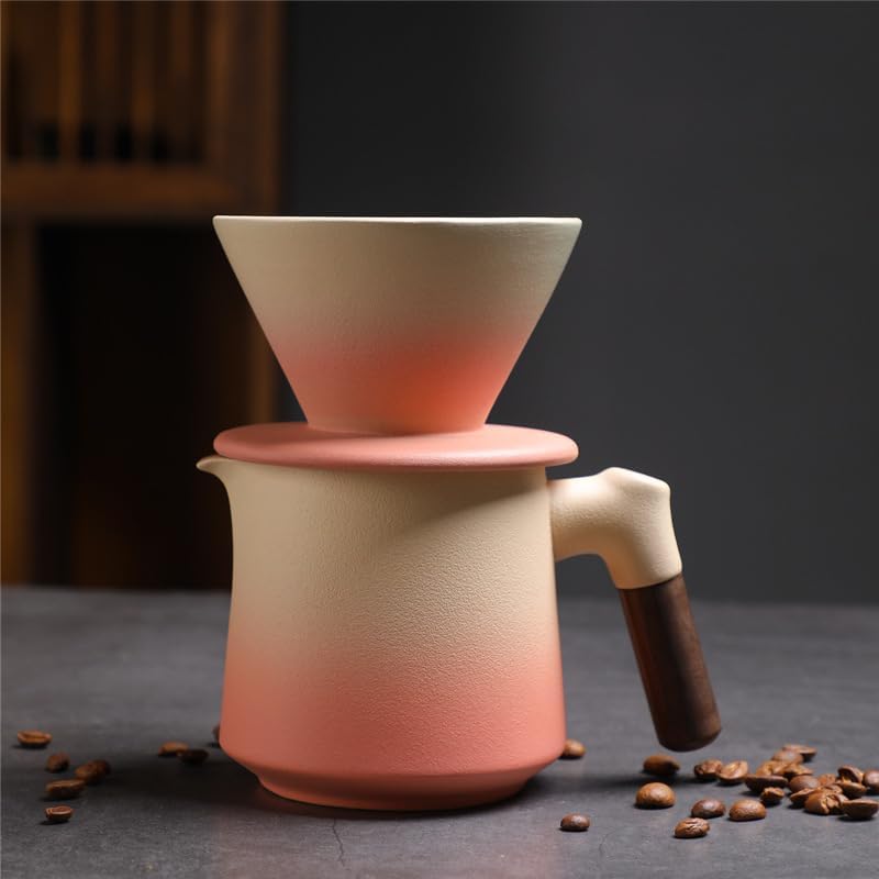 Gradient Orange Beige Ceramic Pour Over Coffee Maker Set 14 oz Coffee Dripper Brewer Heat Resistant Coffee Pot Decanter for Home Coffee Shop,OfficeACM09O by Auerhceram