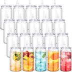 Blushtier 20 Acrylic Mason Jars with Lids and Straws 16 oz Drinking Plastic Tumbler with Straw Iced Coffee Cups Water Bottles Mugs for Wedding Party Favor Water Milk Beer Juice Beverage (Clear) by Blushtier