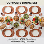 Premium Oval Faux Leather Placemat & Coaster Set with Innovative Cork-Look Printed Base，4/6/8-Piece Sets & 8 Colors，Non-Slip Dining Table Mats for Kitchen Dining - Image 7