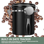 4PCS Coffee Storage Canister 1.5L 51OZ Double Airtight Coffee Beans Container with Date Locator 304 Stainless Steel Kitchen Food Storage Container with Spoon for Tea Sugar - Image 6