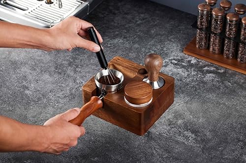 54mm distributor called Adjustable Depth espresso leveler Compatible with Breville Machine Accessories The coffee leveler Made of Stainless Steel and Walnut wood - Image 2